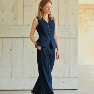 Women's Circe High-Waisted Wide-Leg Cotton Pants