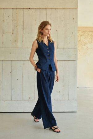 Women's Circe High-Waisted Wide-Leg Cotton Pants